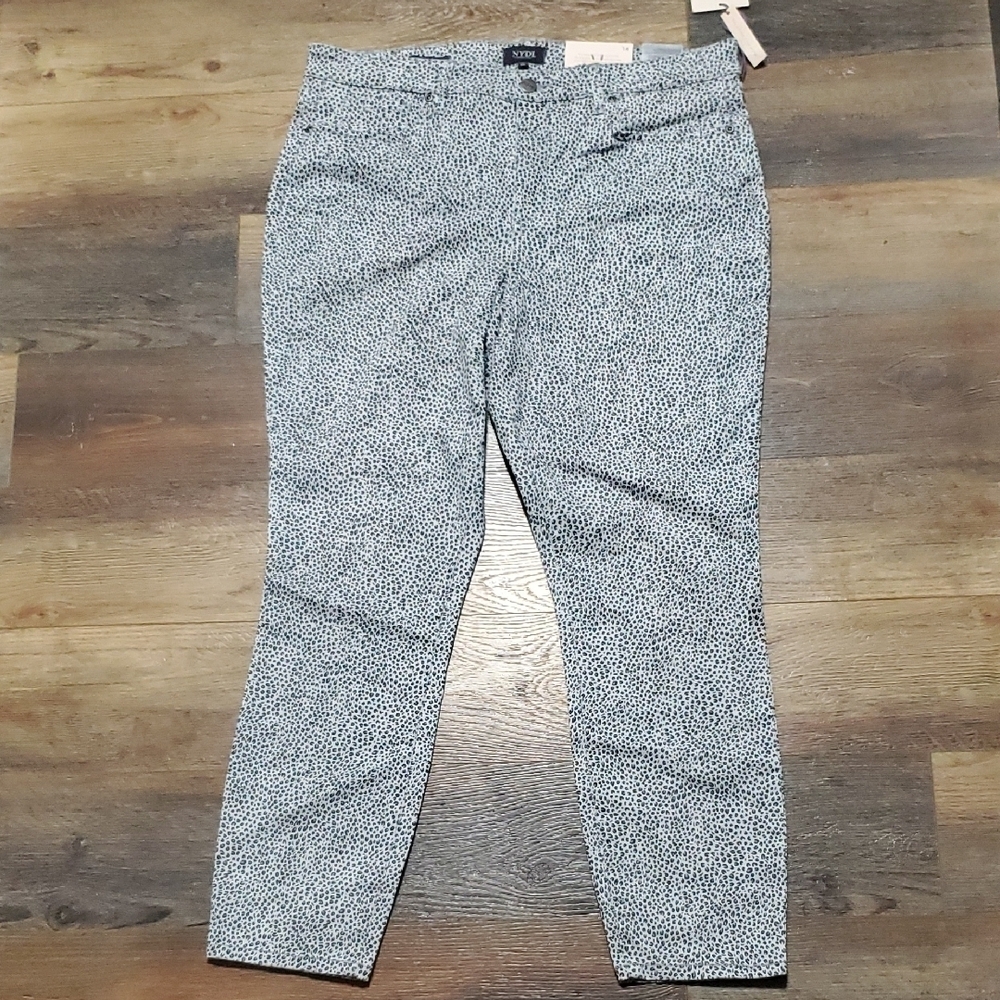 NYDJ Black Ankle Jeans with Leopard Print Design